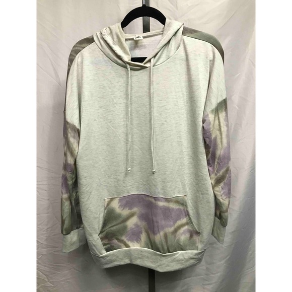 Sew In Love Tops - Sew In Love Tie Dye Hoodie Sweatshirt Women's L Lavender Grey Long Sleeve Pocket